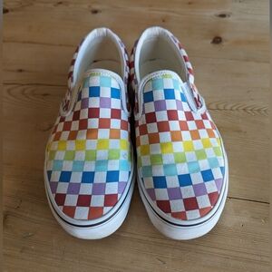 Rainbow checkered Vans. Size 10 woman's and 8.5 mens.